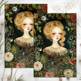 DE SEDA PAPEL DESEDINADO PARA DECOUPAGE MENINA DO JARDIM V