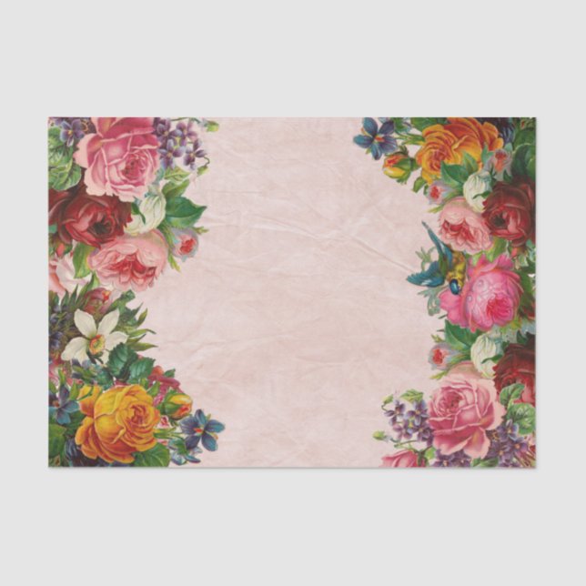 De Seda Papel do decoupage do buquê floral (Frente )