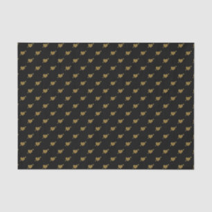 De Seda PAPEL DO TECIDO NEGRO-Dourado, relevo