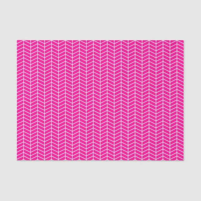 De Seda Papel em Teclado Chevron - Branco em Rosa Quente (Frente )