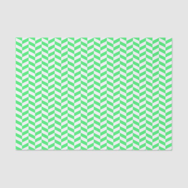 De Seda Papel fino verde claro e branco Herringbone (Frente )