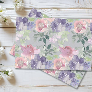 De Seda Papel Floral Aguarela Rosa Bege Lavanda Roxo