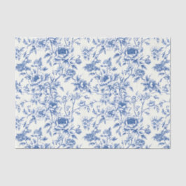 De Seda Papel Floral Azul Chinoiserie