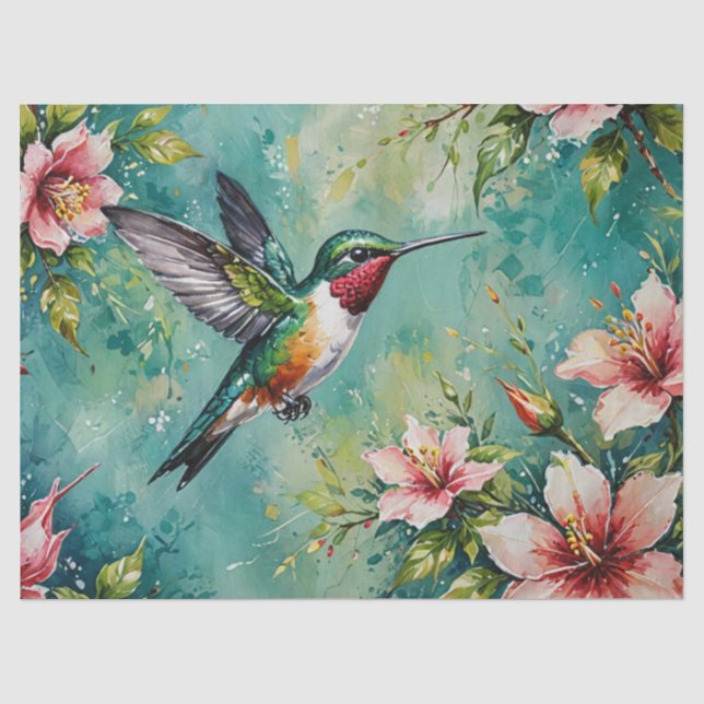 De Seda Papel Floral Beija-flor  (Frente )