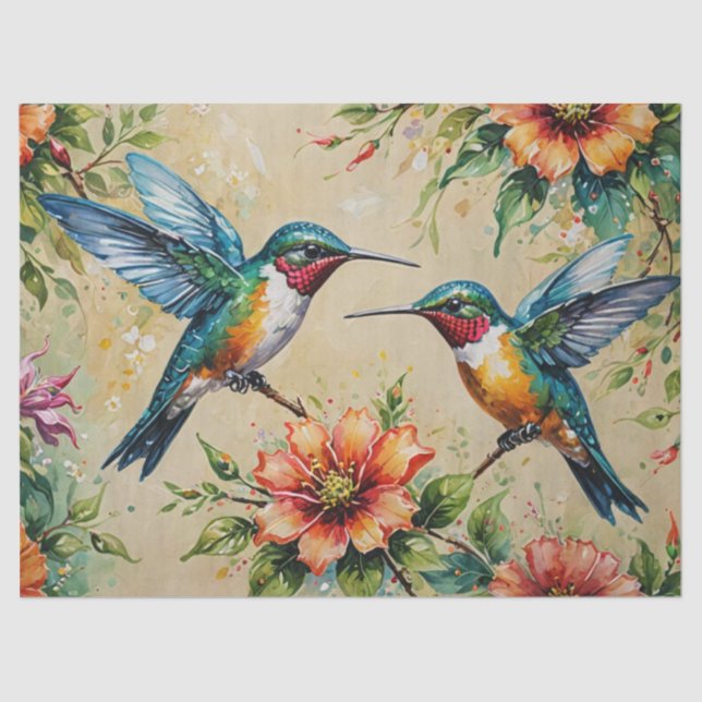 De Seda Papel Floral Beija-flor  (Frente )