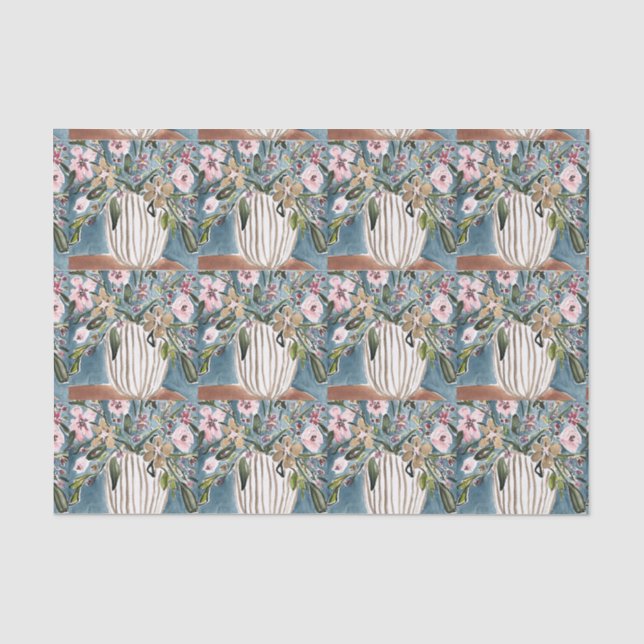 De Seda Papel Floral em Tecido (Frente )