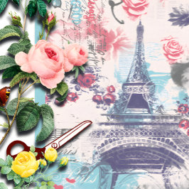 De Seda Papel Floral em Torre Paris Eiffel