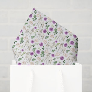 De Seda Papel Floral Equestre Rústico Roxo Tissue