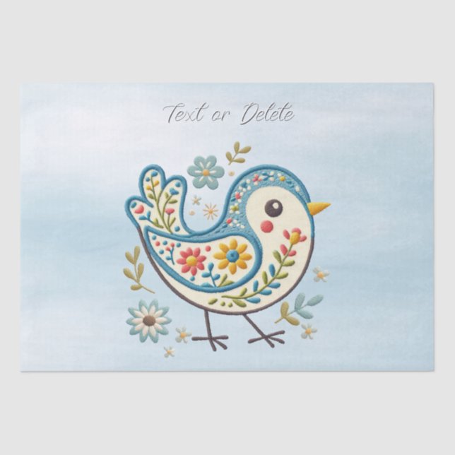 De Seda Papel Floral para Pássaros Azul (Frente )