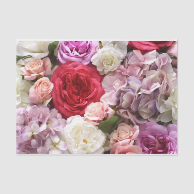 De Seda Papel floral para tecidos com rosas e híbridos (Frente )