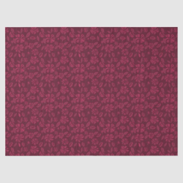 De Seda Papel Floral Vintage Borgonha (Frente )