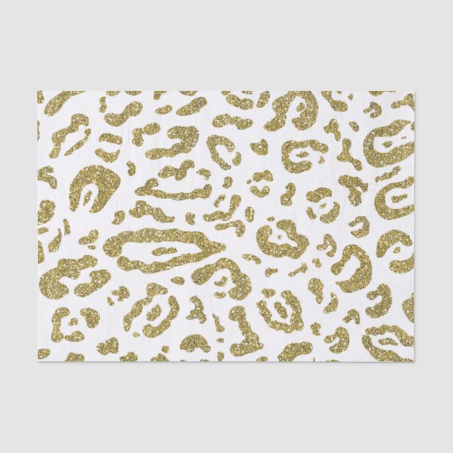 De Seda Papel Glitter Dourado Onça Leopardo Animal (Frente )