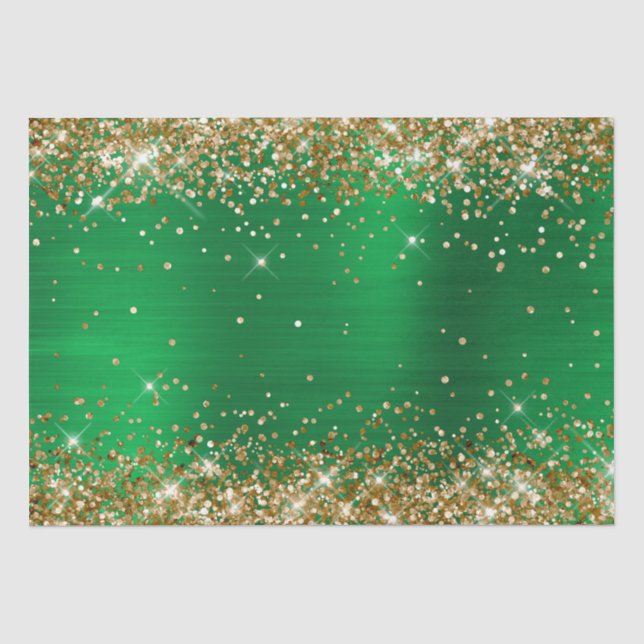 De Seda Papel Glitter Dourado Verde Ombre Foil (Frente )