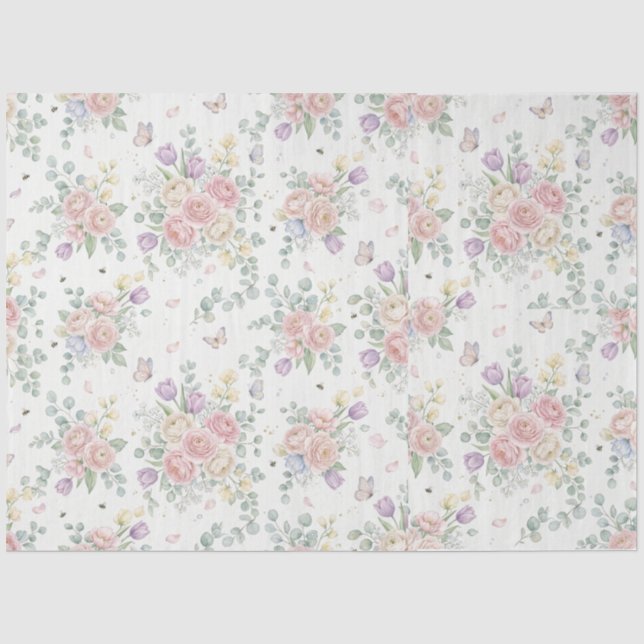 De Seda Papel Higiênico Floral Elegante (Frente )