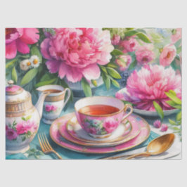 De Seda Papel Higiênico Floral Peônia Rosa para Chá da Tar