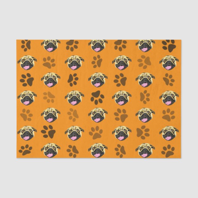 De Seda Papel Higiênico Laranja Pugs And Paws (Frente )
