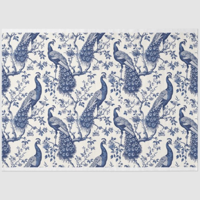 De Seda Papel Higiênico Tema Pavão no Estilo Chinoiserie (Frente )