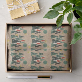 De Seda Papel Kraft Árvores Verdes Estrelas Douradas Tissu