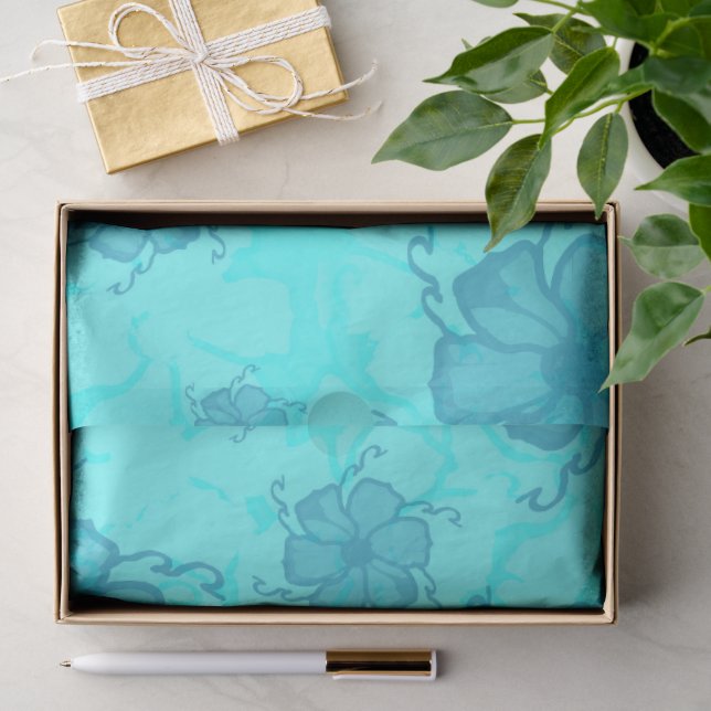 De Seda Papel Monocromático FTF em Verde Água (Presente)