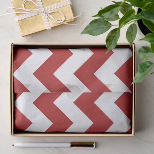 De Seda Papel para o Tecido Red White Zigzag (Presente)