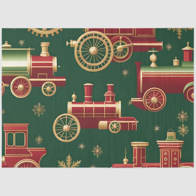 De Seda papel para tecidos da locomotiva do christmas stea (Frente )