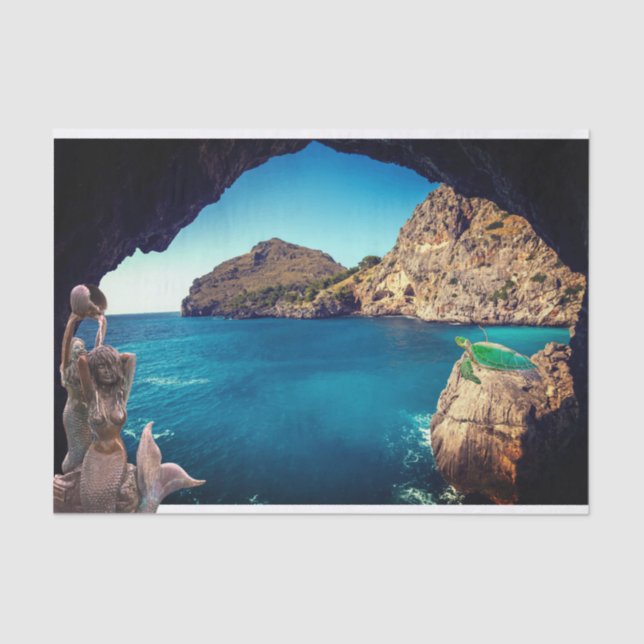 De Seda Papel para tecidos na caverna do mar (Frente )