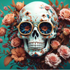 De Seda Papel para tecidos turquesas do crânio da Flor Mou