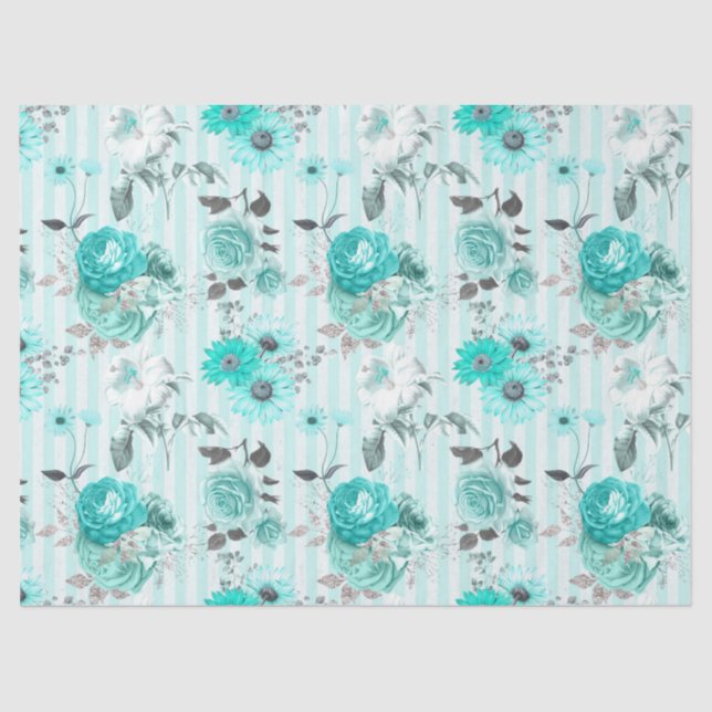 De Seda Papel para tecidos Turquoise Série Floral Design 1 (Frente )