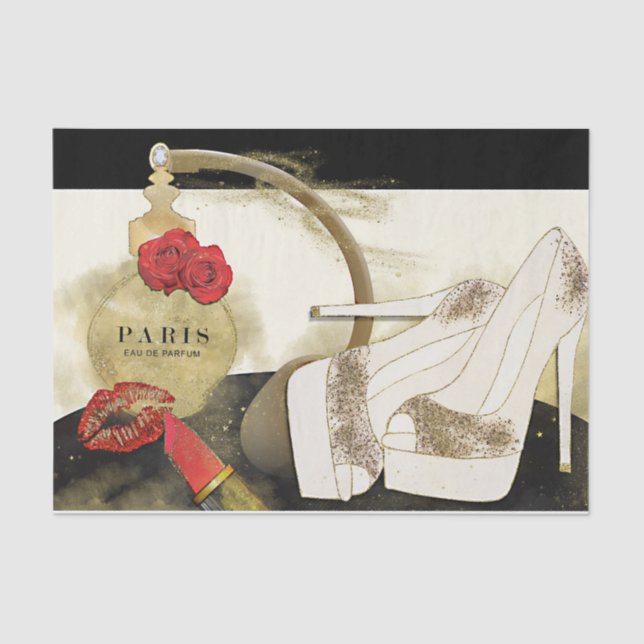 De Seda Papel Perfume Paris Rosas Saltos & Lábios (Frente )