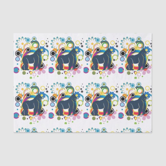 De Seda Papel Tecido abstrato Gorilla (Frente )