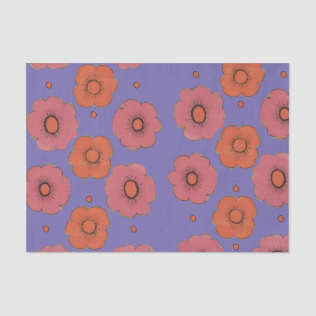 De Seda Papel Tecido Afro Poppies (Frente )