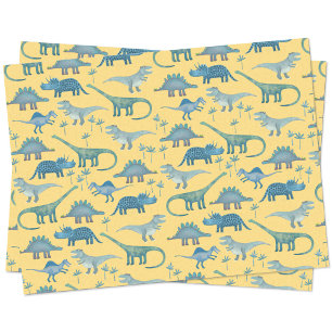 De Seda Papel Tecido Amarelo do Padrão do Dinossauro