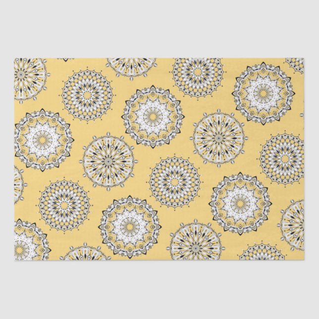 De Seda Papel Tecido Amarelo Mandalas (Frente )