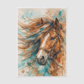 De Seda Papel Tecido Aquarela Cavalo Graça Sacudida pelo V