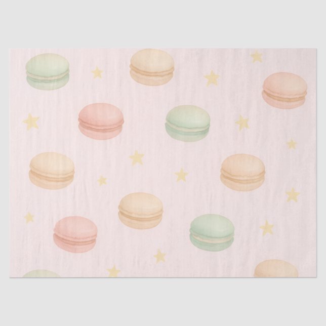 De Seda Papel Tecido Aquarela Macarons e Estrelas Pastéis (Frente )
