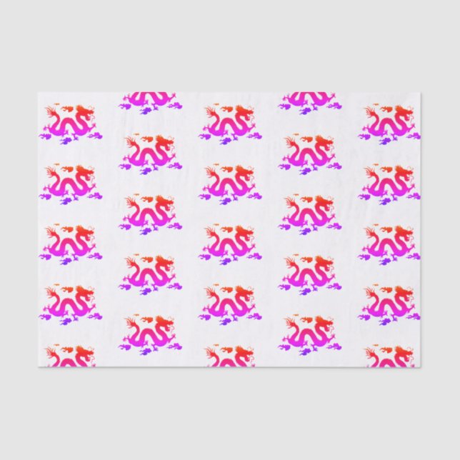 De Seda Papel Tecido Arco-Íris JAPONÊS Dragão (Frente )