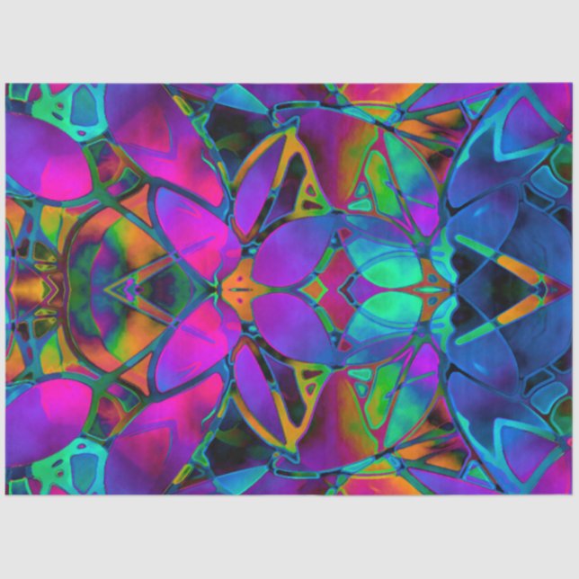 De Seda Papel Tecido - Arte Fractal Floral (Frente )