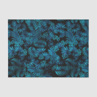De Seda Papel Tecido Azul-Havaiano-Meia-Noite