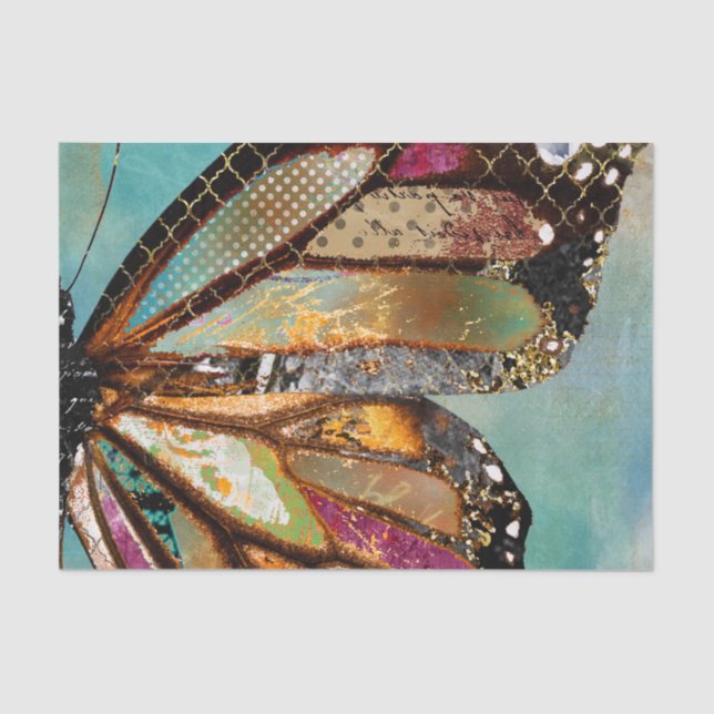 De Seda Papel Tecido Azul Pele Borboleta (Frente )