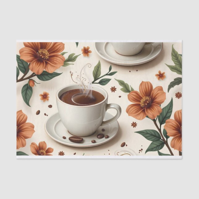 De Seda Papel Tecido Blooming Mocha Bliss - Café e Flora (Frente )