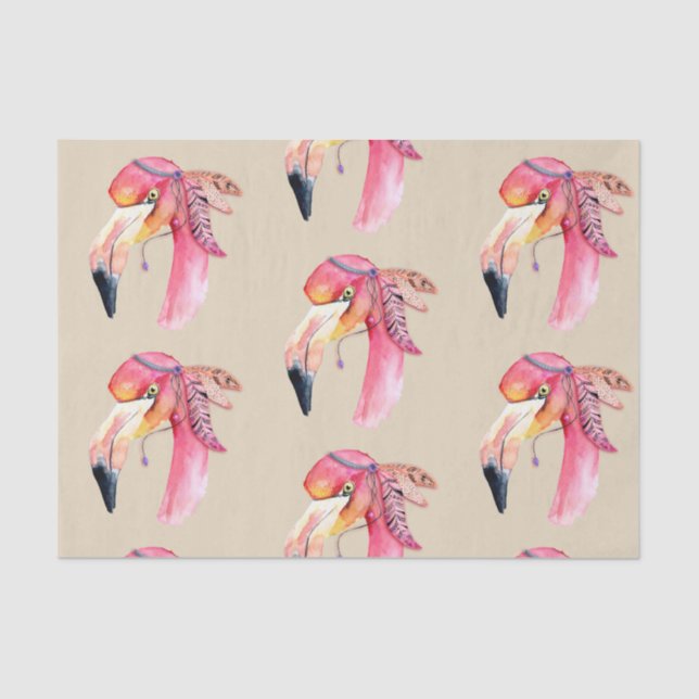 De Seda Papel Tecido Boho Fiona Flamingo (Frente )