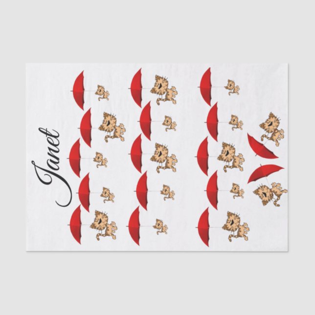 De Seda Papel Tecido Cats Guarda-chuvas Vermelhos (Frente )