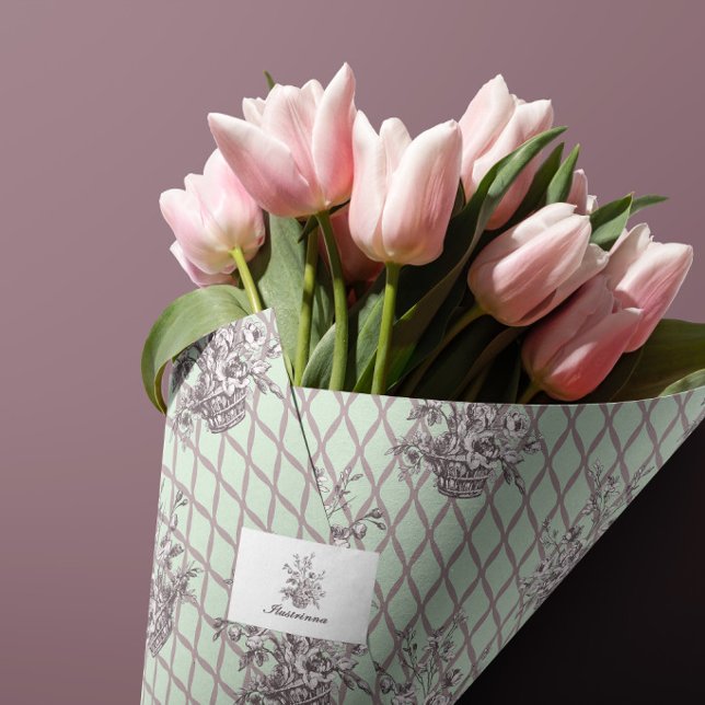 De Seda Papel Tecido Cesta Floral Menta (Criador carregado)