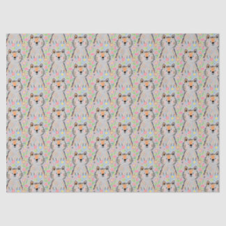De Seda Papel Tecido Cinza Gato Rabiscado