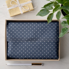 De Seda Papel Tecido com Bolinhas Brancas e Azul Marinho