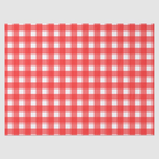 De Seda Papel Tecido com Estampa Xadrez Vermelho e Branco (Frente )