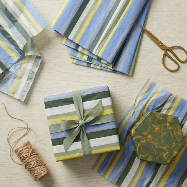 De Seda Papel Tecido com Listras Azul Verde Amarelo (Criador carregado)