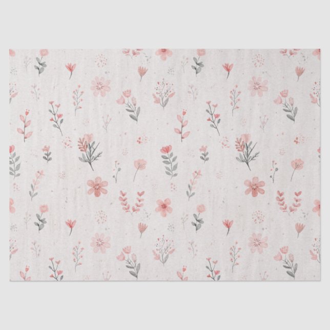 De Seda Papel Tecido com Padrão Floral Rosa Suave (Frente )