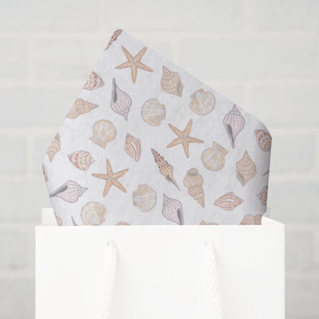 De Seda Papel Tecido Conchas, Decoupage Praia Costeira (Sacola de presentes)