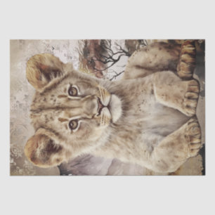 De Seda Papel Tecido Cubo Lion Cub